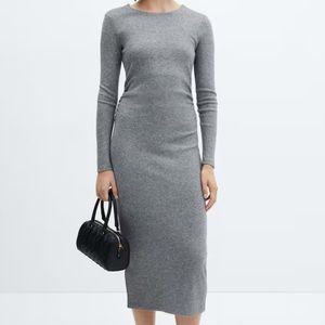 MANGO heather grey dress. Gathered rouged by the sides. NEVER WORN!